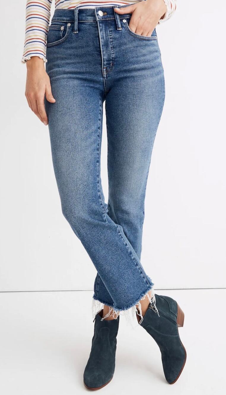 Madewell Cali Demi-Boot Jeans in Fleetwood Wash Raw Hem Size 26.